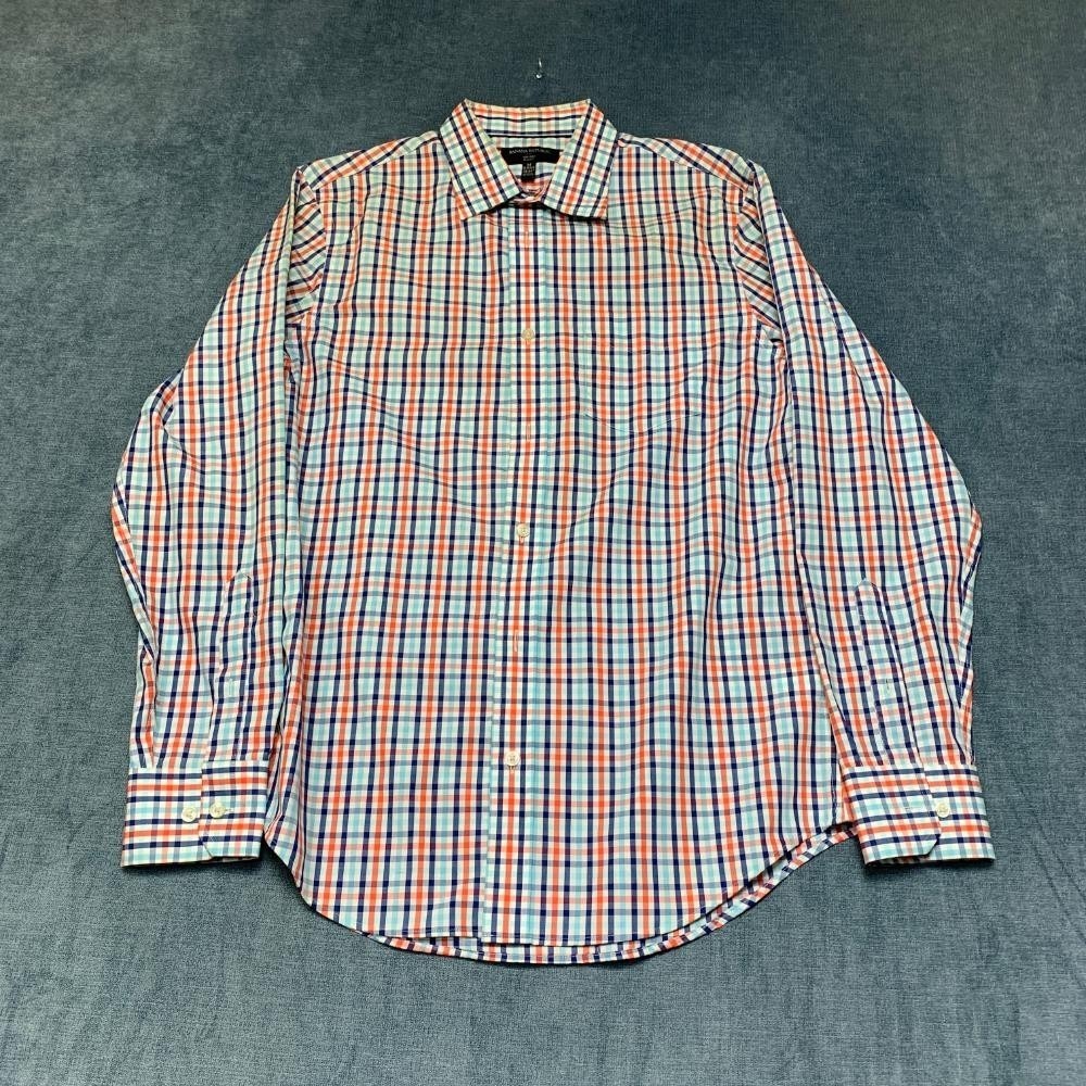 Banana Republic Dress Shirt Mens M 15/15.5 Multicolor Plaid Slim Fit Non Iron